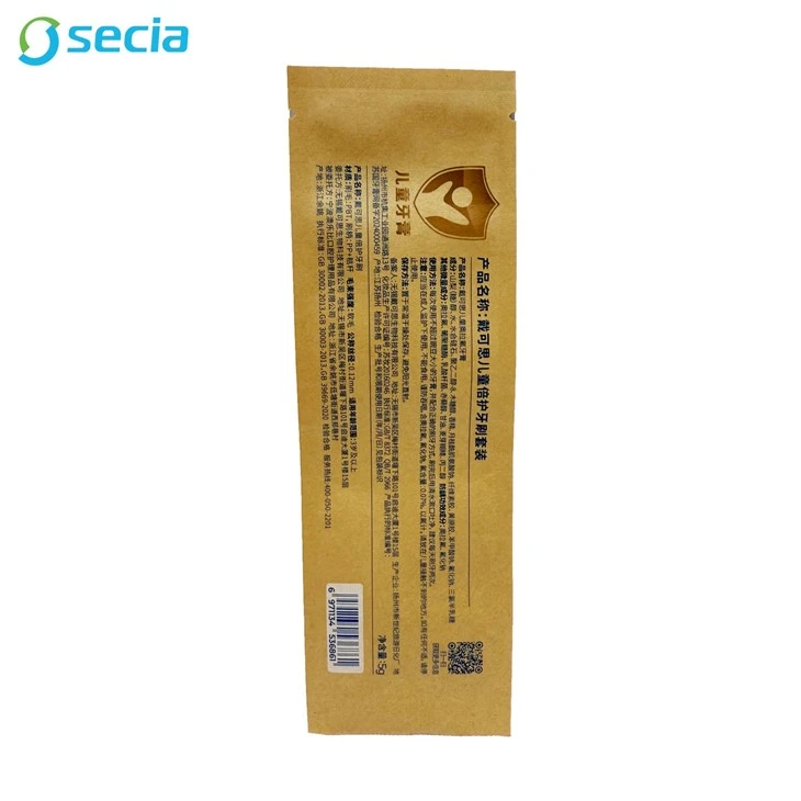 Three Side Sealed Kraft Paper Toothbrush Pouch